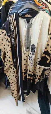 Linen Embroidered 3 Piece Salwar Kameez Ready Made Pakistani Indian Womens Suit • £34.99