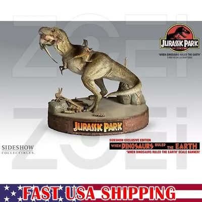 NIB Sideshow EXCLUSIVE T-Rex VS Velociraptors Jurassic Park Statue Figure AP • $900