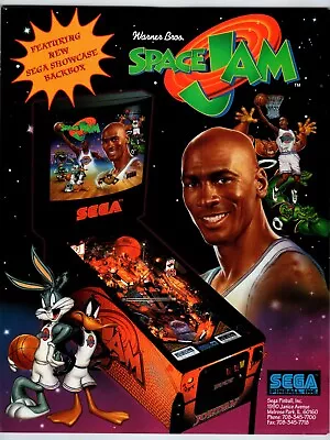 Space Jam Pinball FLYER Original Game Art  Bugs Bunny Daffy Duck Michael Jordan • $20