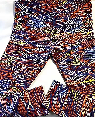 Lularoe Leggings TC2 Aztec Print 18-28 Bright Colors Aztec Print On Purple • $9