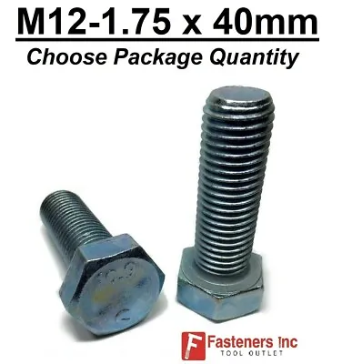 M12-1.75 X 40mm Metric Hex Cap Screws Bolts Zinc Grade Class 10.9 Hardened  • $7.71