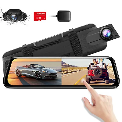 $119.99 • Buy AZDOME 10  2.5K Car Video Camera GPS Rear View Mirror Dash Cam Night Vision +32G