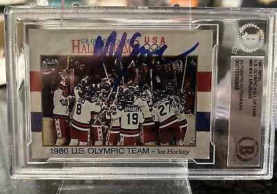 1991 U.S. Olympic Hall Of Fame Card #69 1980 U.S. Hockey Team Mike Eruzione BAS • $29.99