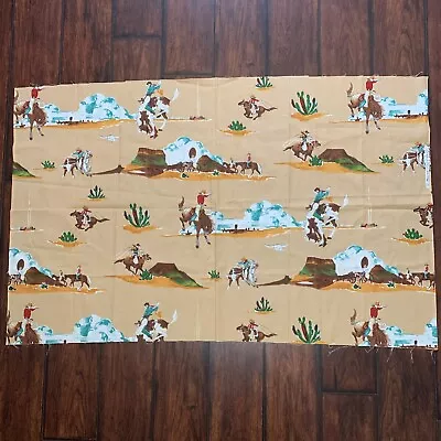 Western Cotton Fabric Cowboys Ranch Horses Rodeo Alexander Henry  28  X 44  • £11.57