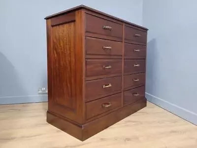 £575 • Buy Antique Hobbs & Co Mahogany 10 Drawer Chest Brass Fixtures Merchants Chest