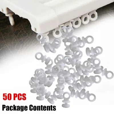 50x White Plastic Curtain Track Gliders Runners  For Camper Van Motorhome Caravn • $13.28