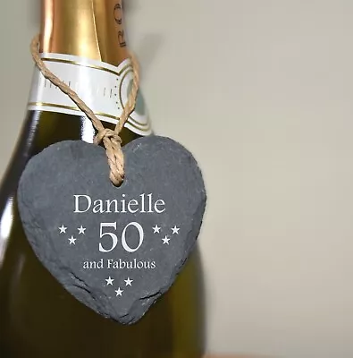 Personalised Birthday Bottle Drinks Tag Bag Gift Slate Fab Keepsake Present Her • £7.95
