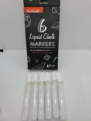 $16.90 • Buy HUIHUIBI White Chalk Markers 6 Pack Set White Liquid Chalk Markers White Dry.