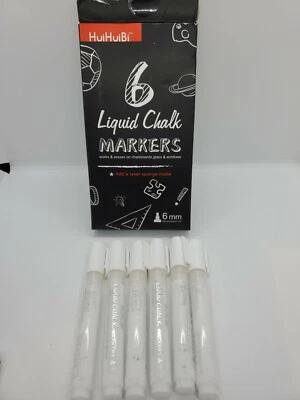$16.90 • Buy HUIHUIBI White Chalk Markers 6 Pack Set White Liquid Chalk Markers White Dry.