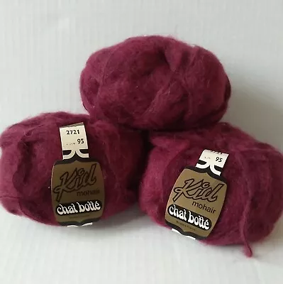 NOS Chat Botté Kid Mohair Yarn Made In France Color 2721 Burgundy 107 G 350 Yds • $10