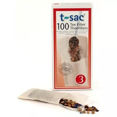 T-Sac Tea Filter Bags For Loose Tea Disposable Tea Infuser Size 3 Pack Of 100 • $5.99