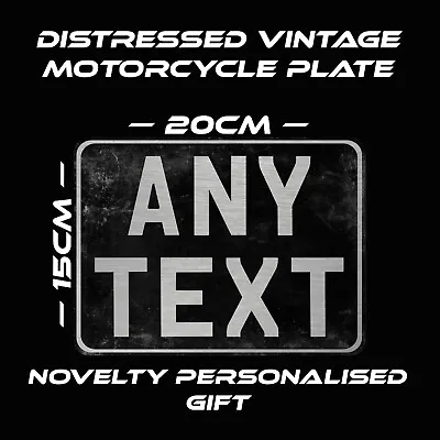 Novelty Vintage Distressed Metal Motorcycle Number Reg Plate Retro Gift • £8.99