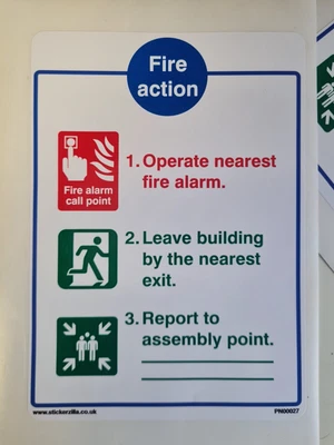 £9.45 • Buy Fire Action Notice Sign 10cm X 14cm New Self Adhisive X 10