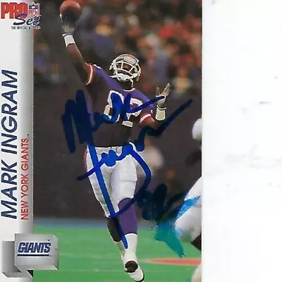 Mark Ingram Signed 1992 Pro Set Football#82 - New York Giants • $5