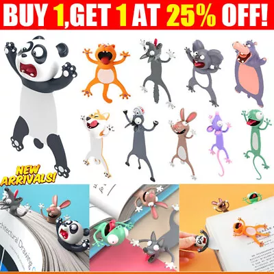 Funny 3D Bookmarks Creative Cartoon Animal Style Book Markers School Supplies • £5.10