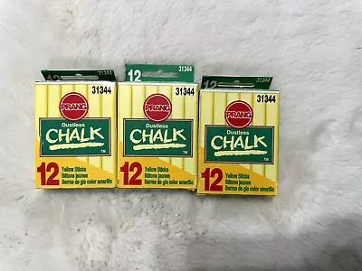 VINTAGE Prang Hygieia Yellow 31344 Dustless Board Chalk 3 Boxes • $10.99