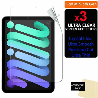 3x Apple IPad Mini 6 6th Gen 2021 8.3  ULTRA CLEAR Screen Protector Cover Guards • £3.29