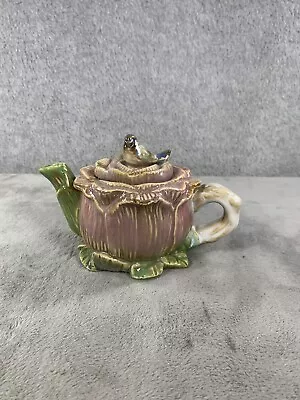 Vintage Ceramic Mini Pink Flower Teapot Bird Collectible 4  X 5” • $19.98