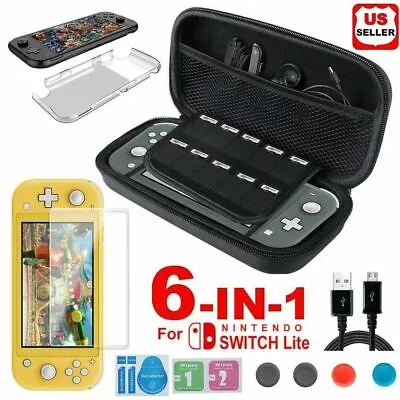 For Nintendo Switch Lite Carrying Case Bag+Shell Cover+Tempered Glass Protector • $14.98