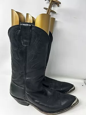 Stewart Leather Western Cowboy Boots Black Size 11 D Vintage MenHandmade Soft • $99.95