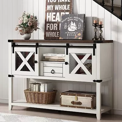 46'' Rustic Console Table Farmhouse Entryway Table Sofa Table With Storage • $186.19