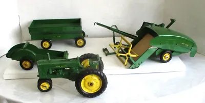 Vintage John Deere 1950s Ertl Toy #60 Tractor Combine Spreader Cart/wagon Set • $225