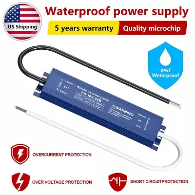 Waterproof IP67 24V Power Supply 100W LED Driver 110V AC To 24V DC Converter • $26.35