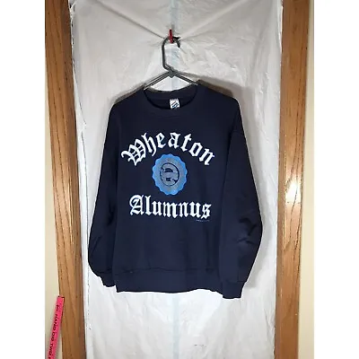 $49.99 • Buy Vintage Wheaton College Crew Neck Sweatshirt LG Navy Jerzees Super Sweats