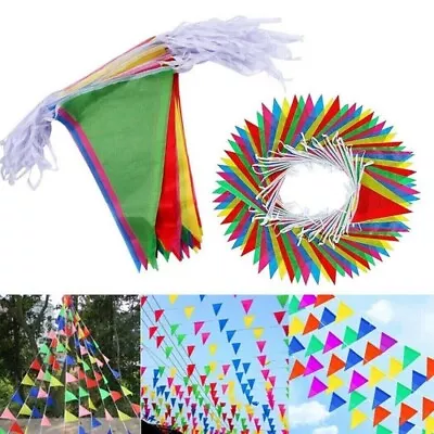 200M 300pcs Triangle Flags Bunting Banner Pennant Festival Garden Wedding Party • £5.99