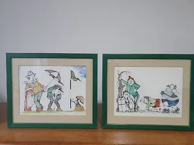 2 Vintage Golf  Humourous Framed  Pictures Print Signed By Ken Morton  • $37.88