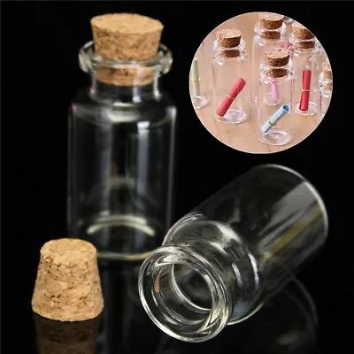£9.99 • Buy 50x Clear Glass Bottles With Cork Stoppers Mini Small Glass Jars Vials Wedding