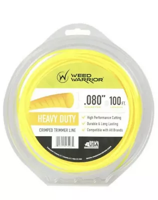 .080  X 100ft Weed Warrior HEAVY DUTY ~ CRIMPED Trimmer Line ~ FITS ALL BRANDS • $8.88