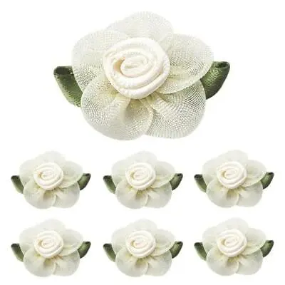 £3.99 • Buy Buddly Crafts 25mm X 32mm Rose Satin & Organza Ribbon Flowers 10pcs