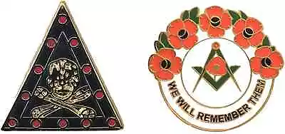 £7.99 • Buy Masonic Skull, Crossbones & Triangle And Masonic We Will Remember Enamel Badge