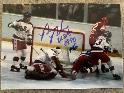 BILL BAKER USA 1980 OLYMPIC MIRACLE ON ICE GOLD MEDAL AUTOGRAPHED 5x7 PHOTO #3 • $24.50