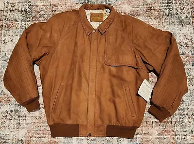 Vintage NEW Size Large Marlboro Adventure Team Tan Leather Bomber Jacket NWT • $135