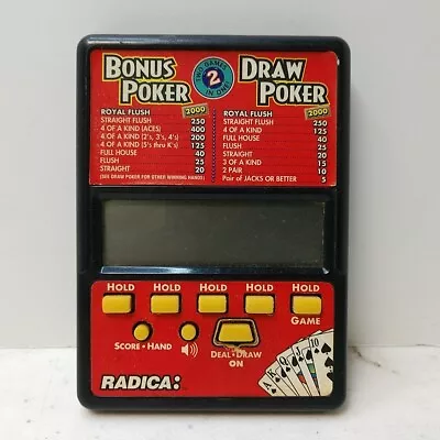 Vintage RADICA BONUS & DRAW POKER ELECTRONIC HANDHELD VIDEO GAME *WORKS* • $14.99