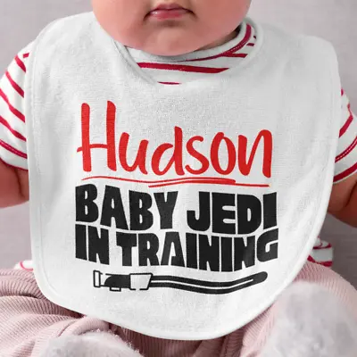 Personalised Baby Bib Name Star Wars Jedi In Training / Different Colours / Gift • £4.49