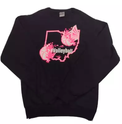 Volleyball Sweatshirt Mens Small Black Pink Ohio Fleece Graphic Spire Girls Logo • $12.27