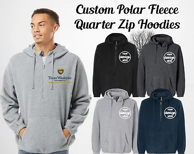 Ink Stitch Men Add Custom Logo Texts Stitching Quarter Zip Hoodies Fleece • $39.99