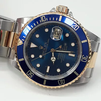 Rolex Submariner 40 Mm Blue Steel 18K Yellow Gold Watch 16613 T Series 1996 • $9725