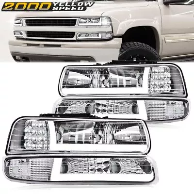 LED BAR DRL Chrome Headlights Fit For 99-02 Chevy Silverado/00-06 Suburban Tahoe • $89.80