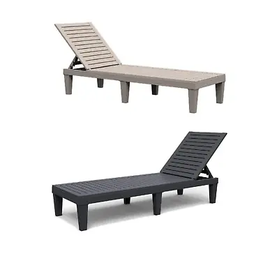 £69 • Buy Sun Lounger Reclining Garden Patio Recliner Chair Outdoor Furniture Black / Grey