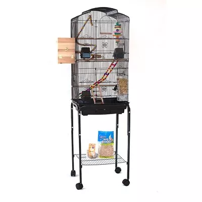 Dome Top High Bird Cage On Stand With Play Toys Black • $99