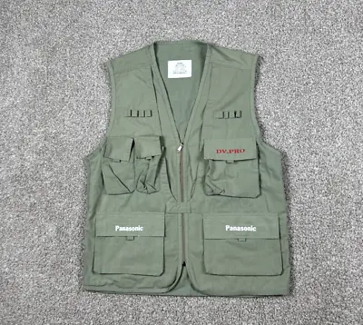 Panasonic Digital Media Photographer Vest Men Large Green Utility Pockets Camera • $49.95