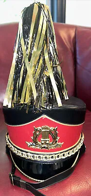 Demoulin Bros & Co Marching Band Red & Black Hat W Plume Size Lg EUC USA • $49.99