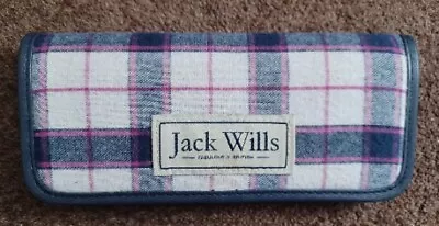 JACK WILLS Pink/Blue/Ivory Tartan Make-Up Brush Pouch • £3.99