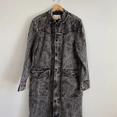 Tex Tan Vintage Duster Coat Men Size Medium Vintage 90's Acid Wash Gray • $24.97