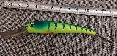 Vintage Mann Magnum S-18+ Lure In Perch/Chartreuse - Muskies/Pike/Saltwater • $9.99