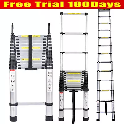 Telescoping Ladder 20.5ft Aluminum Telescopic Extension Ladder+2 Detachable Hook • $35